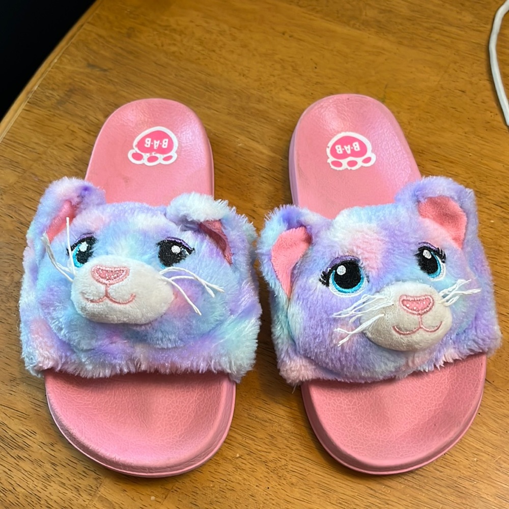 Build a Bear Brand Pastel Plush Sandals Size 2-3 Pink/Purple/Blue - Picture 1 of 7